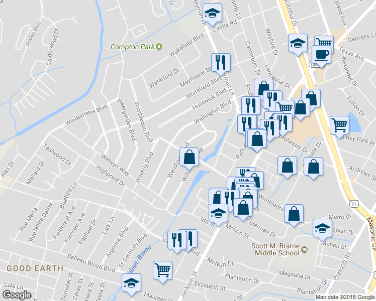 map of restaurants, bars, coffee shops, grocery stores, and more near 4409 Wendover Boulevard in Alexandria