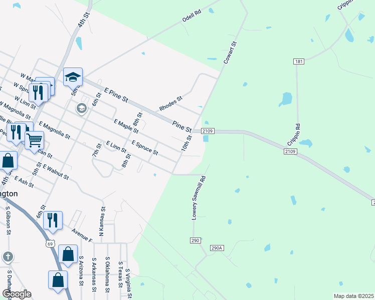 map of restaurants, bars, coffee shops, grocery stores, and more near 1030 10th Street in Huntington