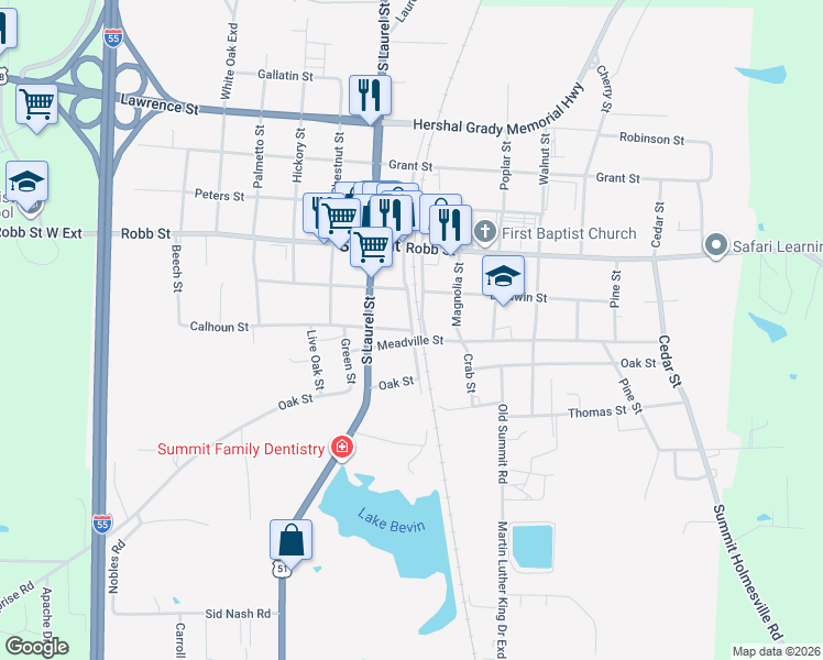 map of restaurants, bars, coffee shops, grocery stores, and more near 804 Calhoun Street in Summit