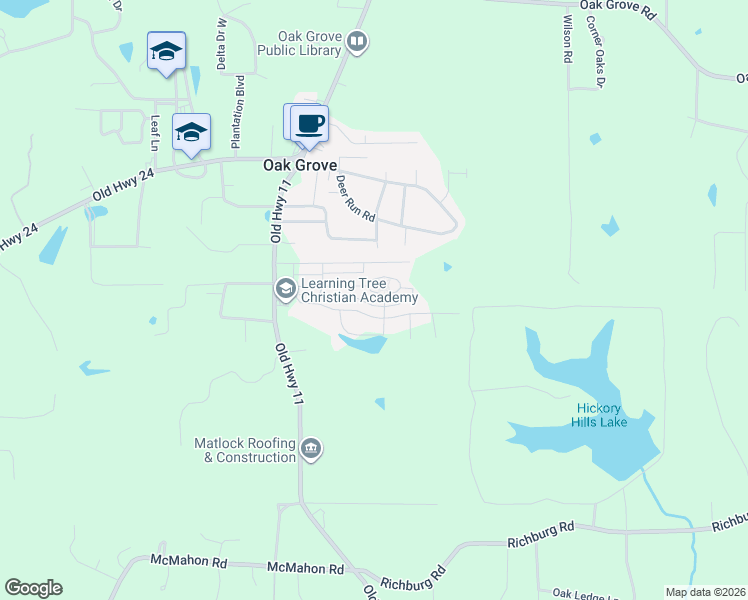 map of restaurants, bars, coffee shops, grocery stores, and more near 4834 Old Highway 11 in Hattiesburg