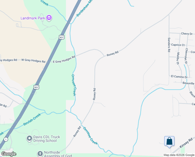 map of restaurants, bars, coffee shops, grocery stores, and more near 1690 Roney Road in Kinsey