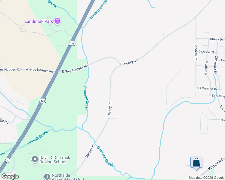 map of restaurants, bars, coffee shops, grocery stores, and more near 1690 Roney Road in Kinsey
