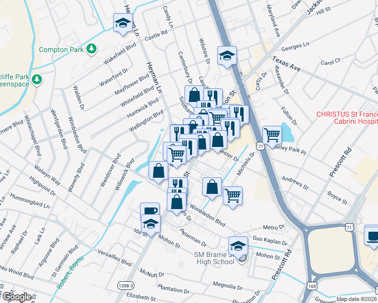 map of restaurants, bars, coffee shops, grocery stores, and more near 1305 Windsor Place in Alexandria