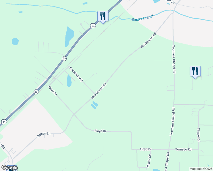 map of restaurants, bars, coffee shops, grocery stores, and more near Bob Bowen Road in Blackshear