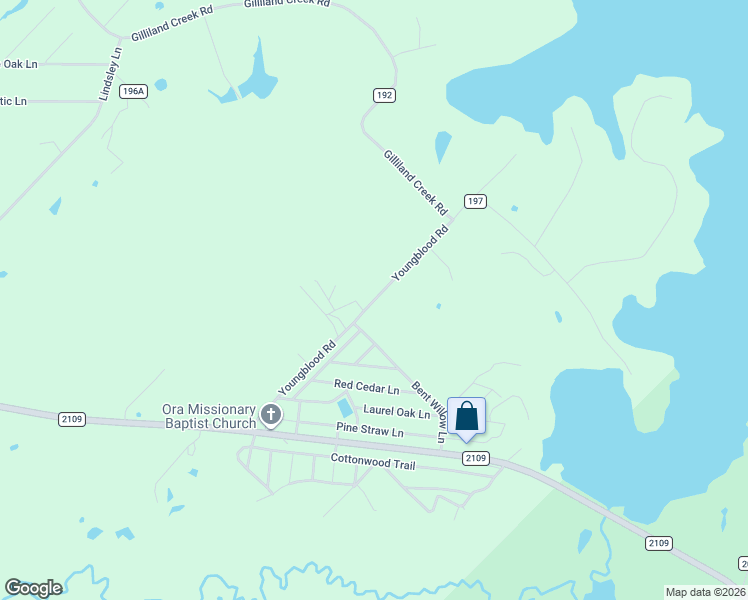 map of restaurants, bars, coffee shops, grocery stores, and more near County Road 197 in Angelina County