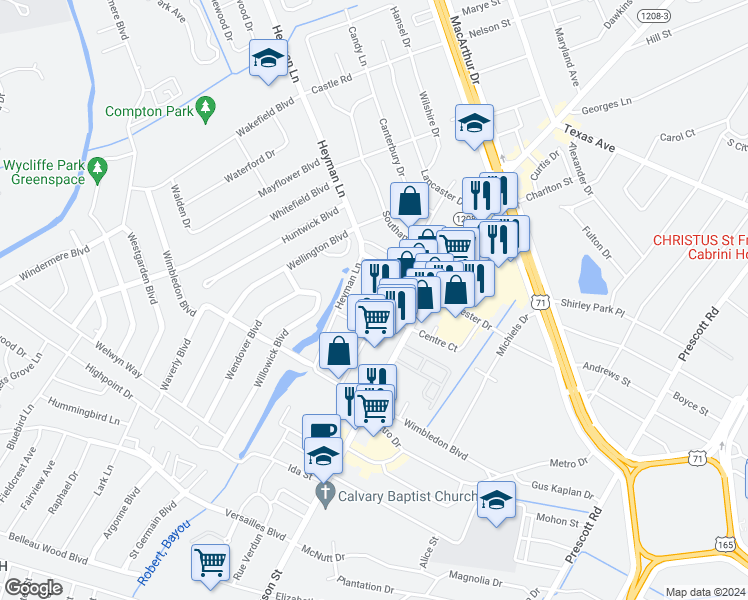 map of restaurants, bars, coffee shops, grocery stores, and more near 4041 Heyman Lane in Alexandria