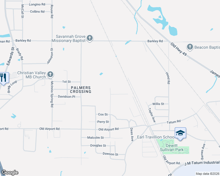 map of restaurants, bars, coffee shops, grocery stores, and more near 602 N Hattiesburg Ave in Hattiesburg