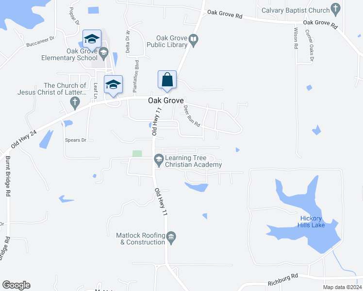 map of restaurants, bars, coffee shops, grocery stores, and more near 309 Mount Pleasant Drive in Hattiesburg