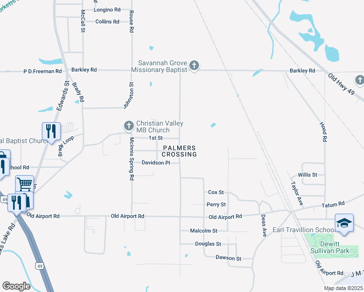 map of restaurants, bars, coffee shops, grocery stores, and more near in Hattiesburg
