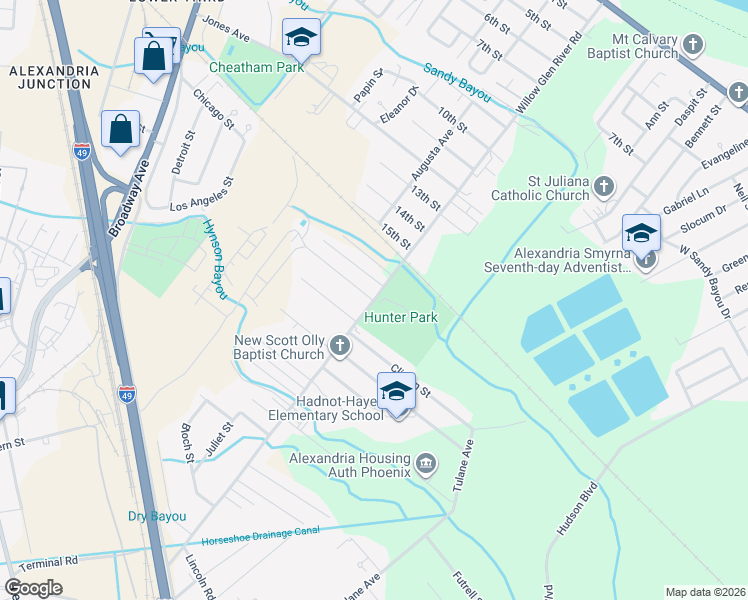 map of restaurants, bars, coffee shops, grocery stores, and more near 2399 Willow Glen River Road in Alexandria