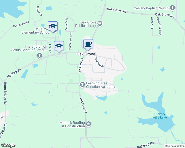 map of restaurants, bars, coffee shops, grocery stores, and more near 3 Hickory Knoll in Hattiesburg