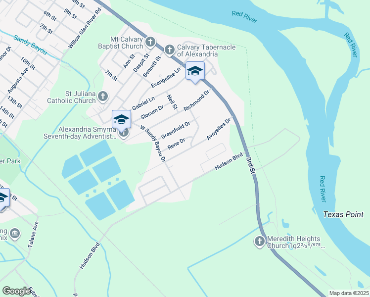 map of restaurants, bars, coffee shops, grocery stores, and more near 507 Avoyelles Drive in Alexandria