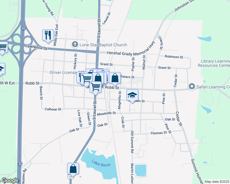 map of restaurants, bars, coffee shops, grocery stores, and more near 1003 Robb Street in Summit