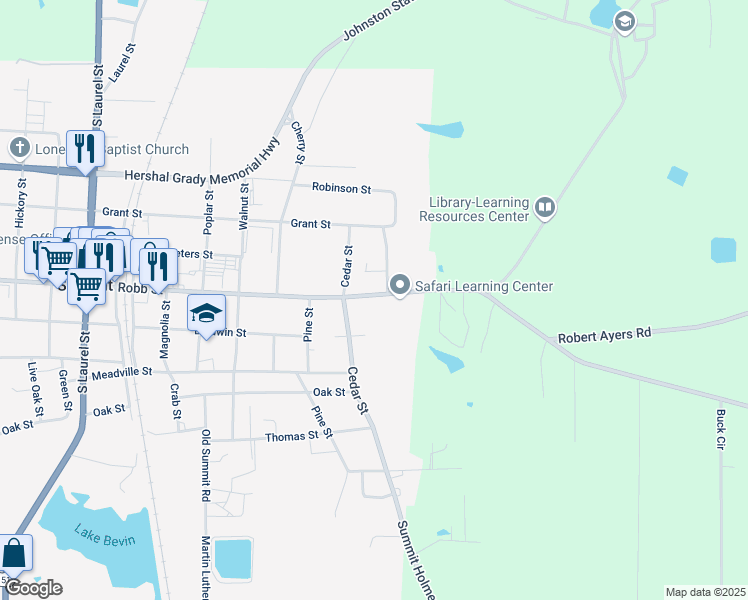 map of restaurants, bars, coffee shops, grocery stores, and more near 1607 Robb Street in Summit