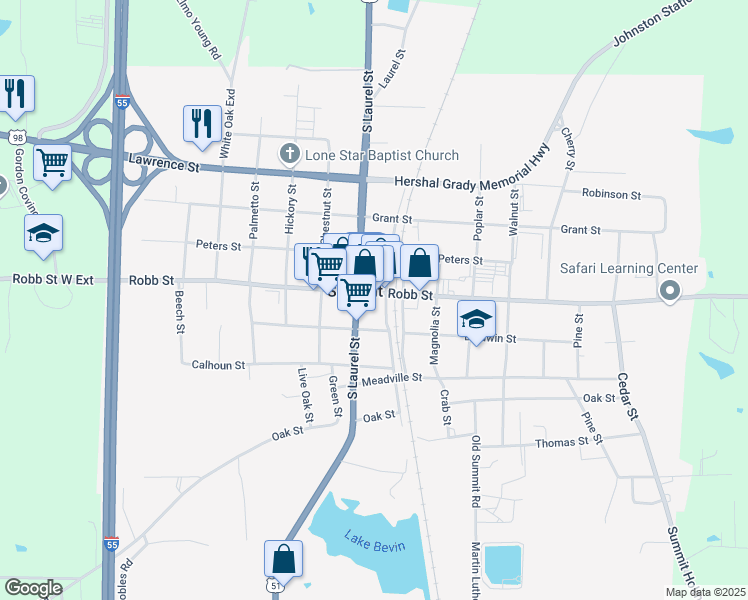 map of restaurants, bars, coffee shops, grocery stores, and more near 811 Robb Street in Summit