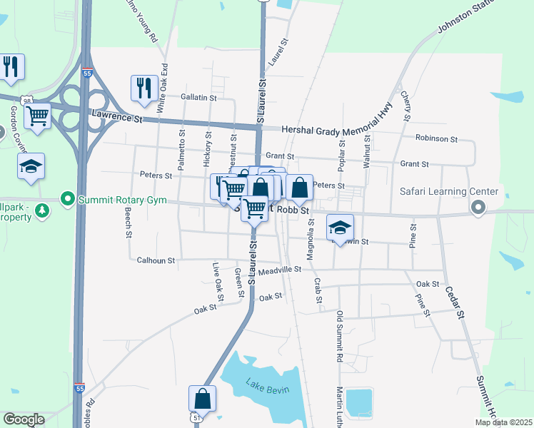 map of restaurants, bars, coffee shops, grocery stores, and more near 811 Robb Street in Summit