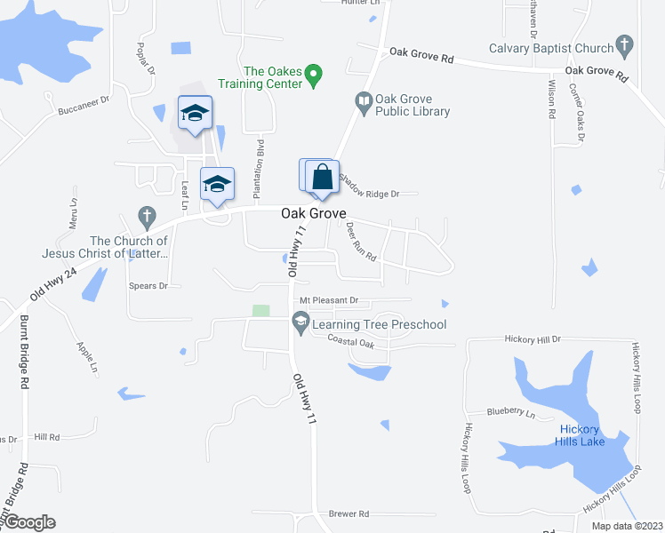 map of restaurants, bars, coffee shops, grocery stores, and more near 23 Knoll Cut off in Hattiesburg