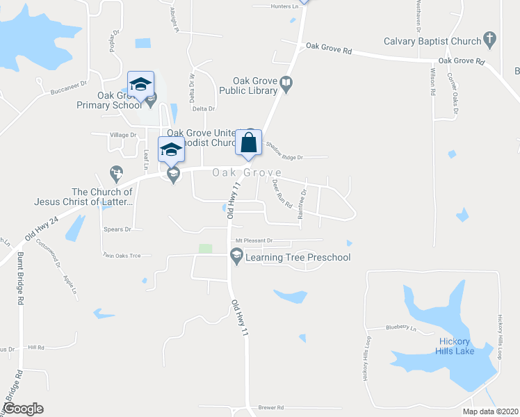 map of restaurants, bars, coffee shops, grocery stores, and more near 12 Knoll Cut off in Hattiesburg