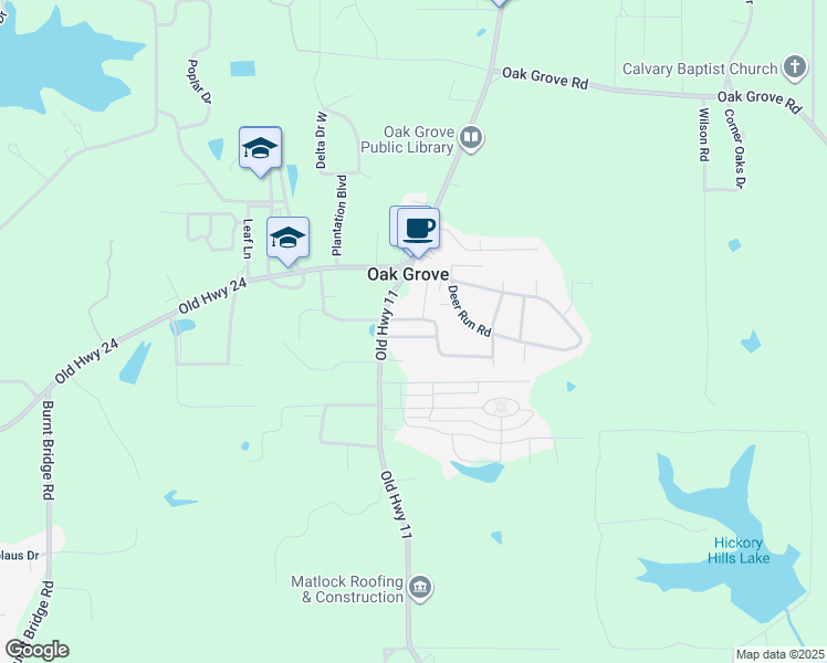 map of restaurants, bars, coffee shops, grocery stores, and more near 4 Knoll Cut off in Hattiesburg