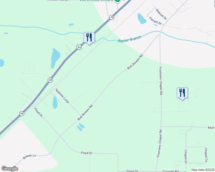 map of restaurants, bars, coffee shops, grocery stores, and more near Bob Bowen Road in Blackshear