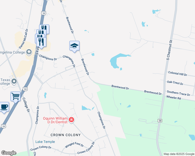 map of restaurants, bars, coffee shops, grocery stores, and more near 1300-1328 Farm-To-Market Road 3482 North in Lufkin