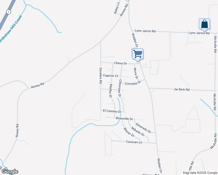 map of restaurants, bars, coffee shops, grocery stores, and more near 211-253 Malibu Street in Kinsey