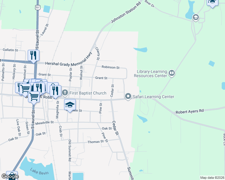 map of restaurants, bars, coffee shops, grocery stores, and more near 800 Cedar Street in Summit