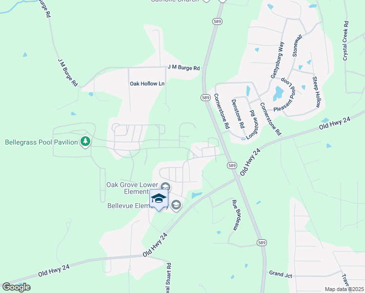 map of restaurants, bars, coffee shops, grocery stores, and more near 46 Bellegrass Boulevard in Hattiesburg