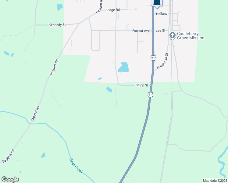 map of restaurants, bars, coffee shops, grocery stores, and more near Shipp Street in Castleberry