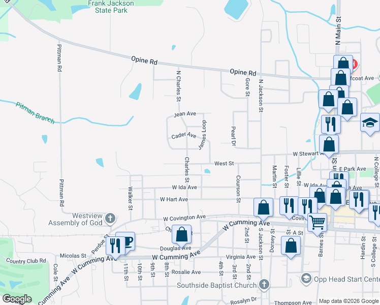 map of restaurants, bars, coffee shops, grocery stores, and more near 400-498 Charles Street in Opp