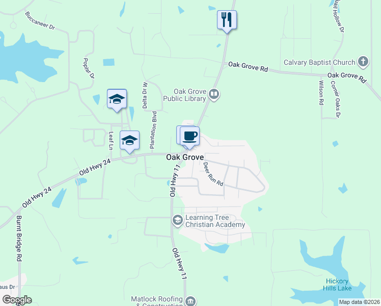 map of restaurants, bars, coffee shops, grocery stores, and more near 4906 Old Highway 11 in Hattiesburg