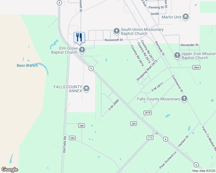 map of restaurants, bars, coffee shops, grocery stores, and more near 511 Highway 6 in Marlin