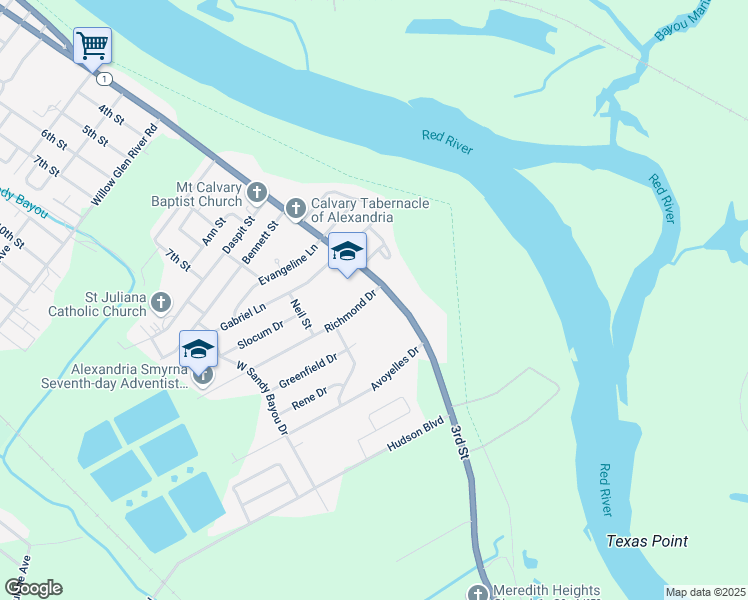 map of restaurants, bars, coffee shops, grocery stores, and more near 309 Richmond Drive in Alexandria