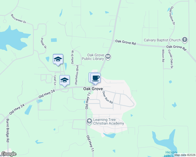 map of restaurants, bars, coffee shops, grocery stores, and more near 4906-4928 Old Highway 11 in Hattiesburg