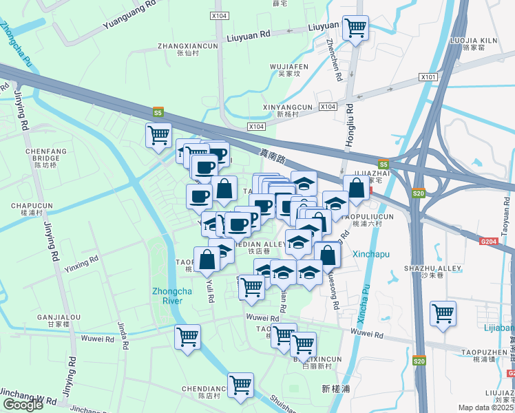 map of restaurants, bars, coffee shops, grocery stores, and more near in 