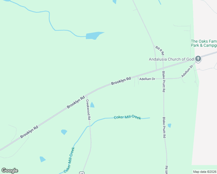 map of restaurants, bars, coffee shops, grocery stores, and more near 12322 Brooklyn Road in Andalusia