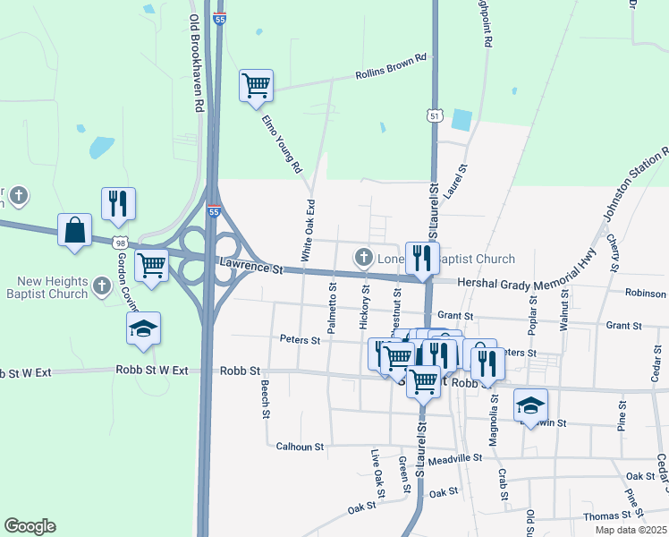 map of restaurants, bars, coffee shops, grocery stores, and more near 1001-1011 Palmetto Street in Summit