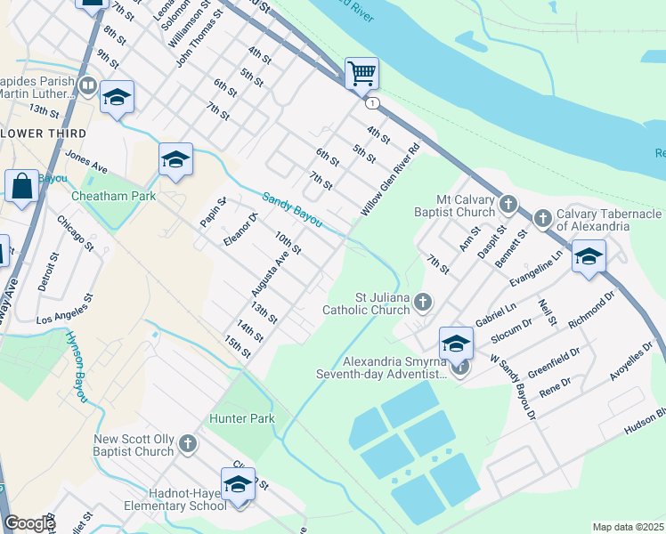 map of restaurants, bars, coffee shops, grocery stores, and more near 911 Willow Glen River Road in Alexandria