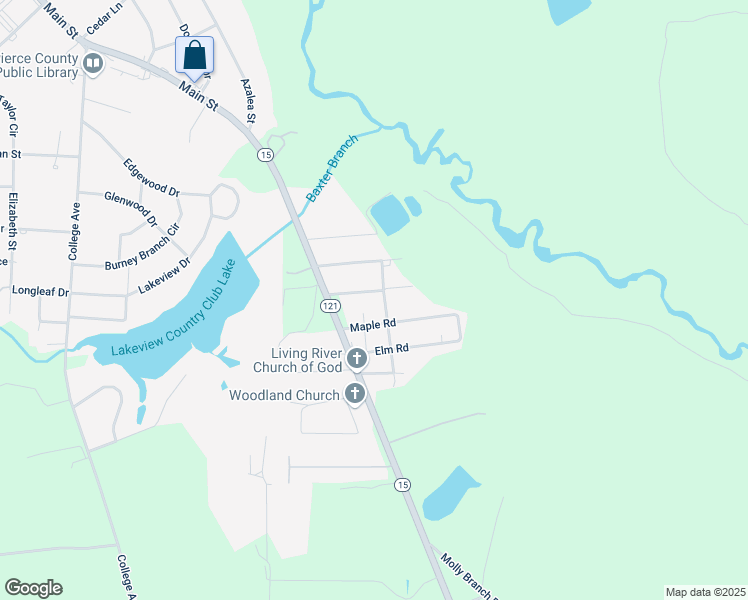 map of restaurants, bars, coffee shops, grocery stores, and more near 4036 Whispering Pine Trail in Blackshear