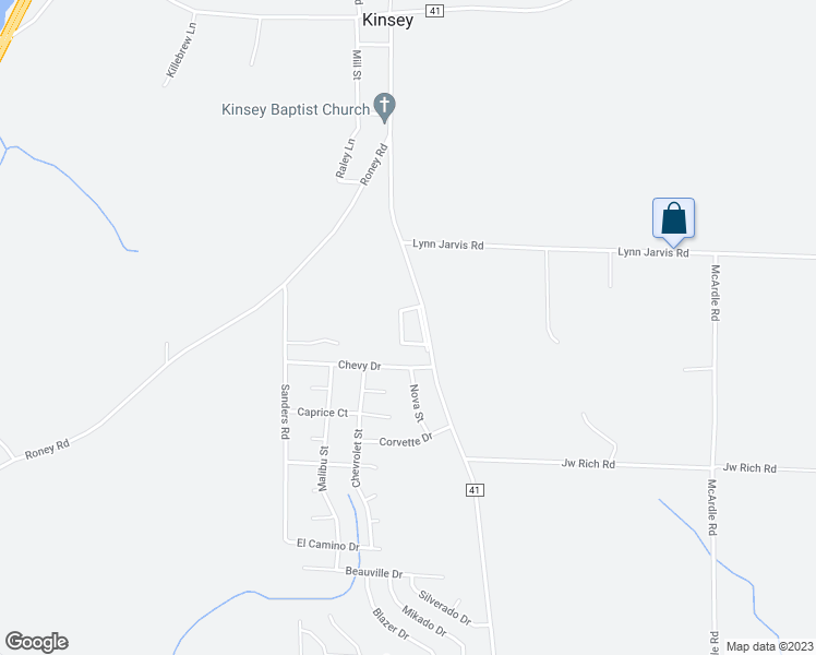 map of restaurants, bars, coffee shops, grocery stores, and more near 6225 Walden Drive in Kinsey