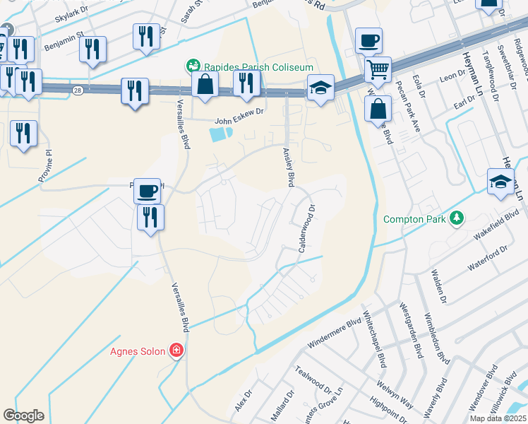 map of restaurants, bars, coffee shops, grocery stores, and more near 420 Ansley Boulevard in Alexandria