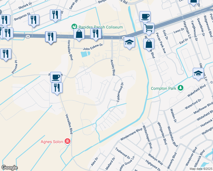 map of restaurants, bars, coffee shops, grocery stores, and more near 420 Ansley Boulevard in Alexandria