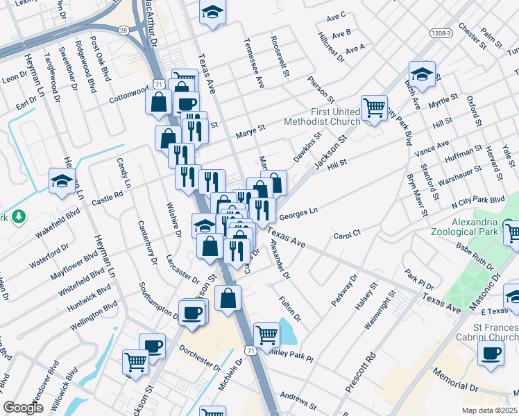map of restaurants, bars, coffee shops, grocery stores, and more near 1216 Maryland Avenue in Alexandria