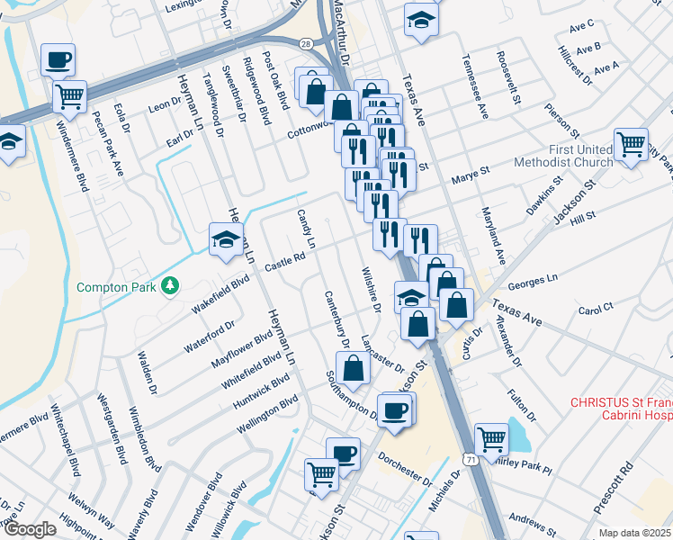 map of restaurants, bars, coffee shops, grocery stores, and more near 1104-1108 Lancaster Drive in Alexandria