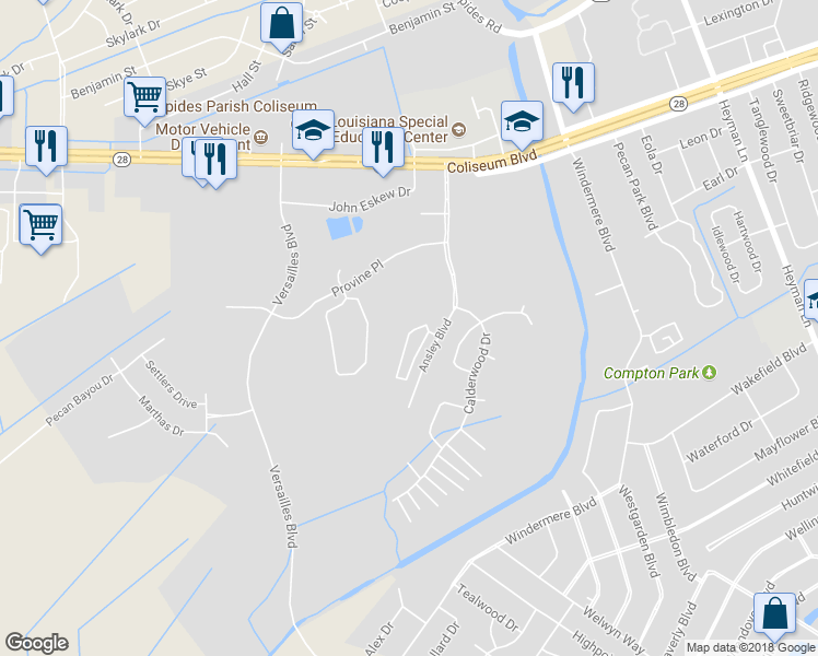 map of restaurants, bars, coffee shops, grocery stores, and more near 416 Ansley Boulevard in Alexandria