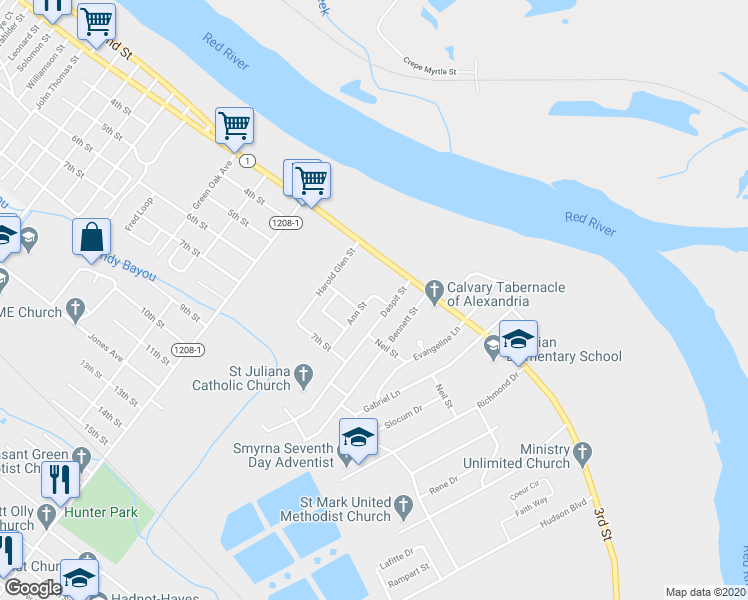 map of restaurants, bars, coffee shops, grocery stores, and more near 403 Ann Street in Alexandria