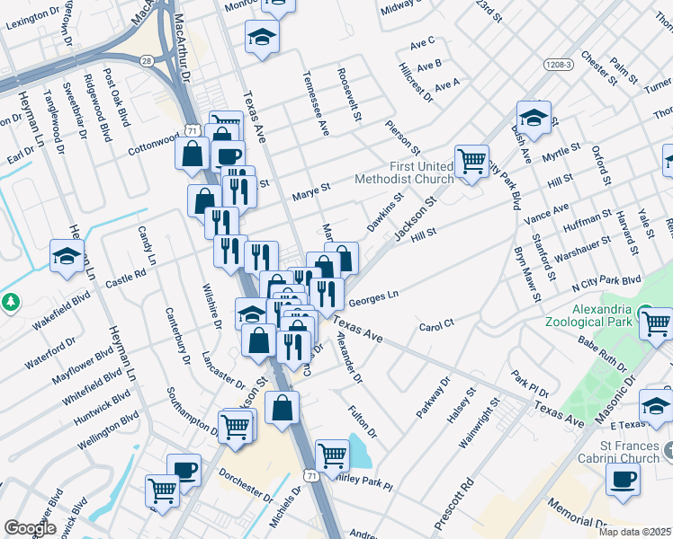 map of restaurants, bars, coffee shops, grocery stores, and more near 1216 Maryland Avenue in Alexandria