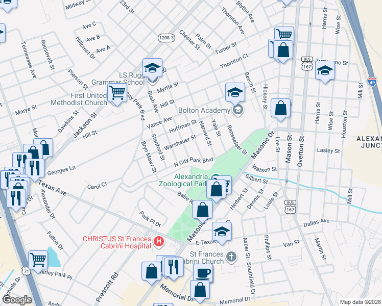 map of restaurants, bars, coffee shops, grocery stores, and more near 1822 Dartmouth Street in Alexandria