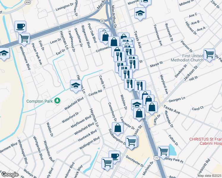 map of restaurants, bars, coffee shops, grocery stores, and more near 1104 Lancaster Drive in Alexandria