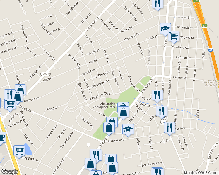map of restaurants, bars, coffee shops, grocery stores, and more near 1824 Princeton Street in Alexandria